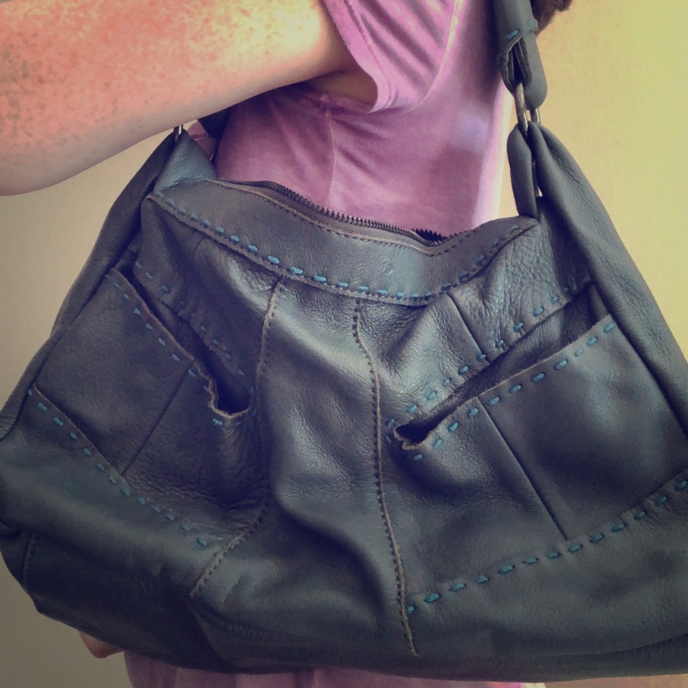 Joe’s Jeans gray leather small hobo bag